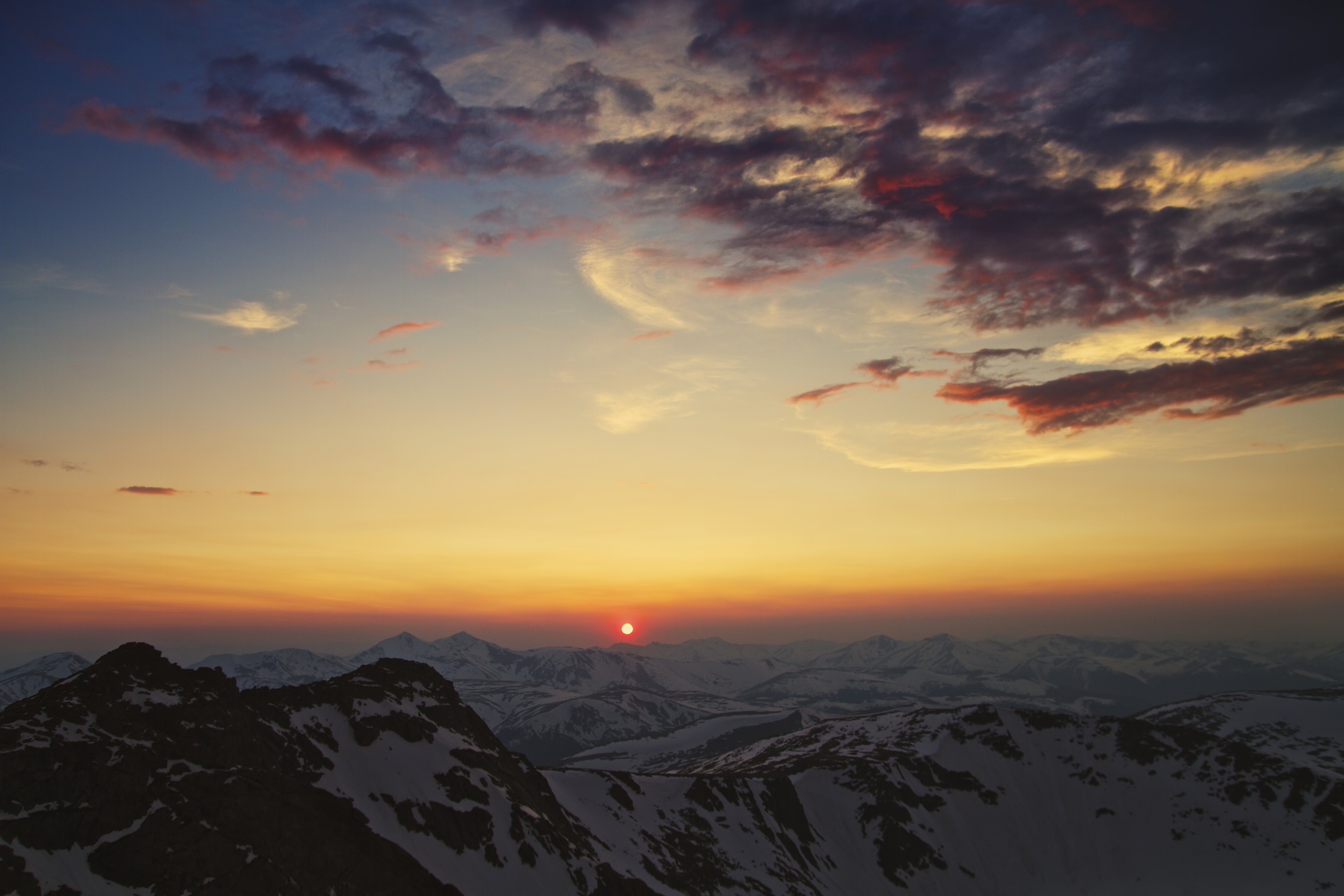 sky, Sunset, Cordillera, Mountains, The, Sun Wallpaper