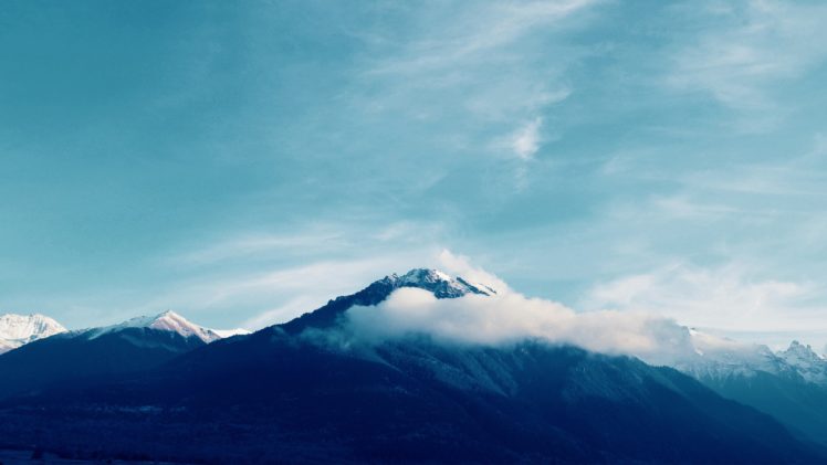 mountains, Nature, Peaks, Snow, Clouds HD Wallpaper Desktop Background