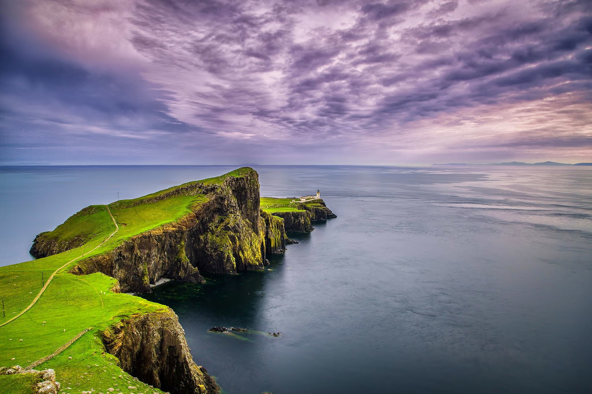 landscape, Nature, Sea, Rocks, Sky, Clouds, Lighthouse, Cape, Point, Nist, Scotland Wallpaper