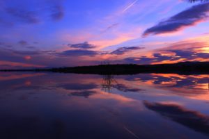reflection, Sunset, Evening, Lake