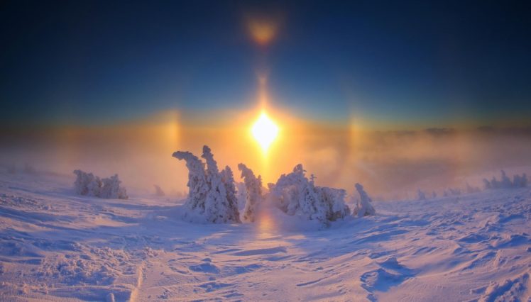 winter, Snow, Frost, Sunset HD Wallpaper Desktop Background