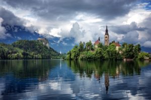 slovenia, Nature, Lake, Bled, Church, Cathedral