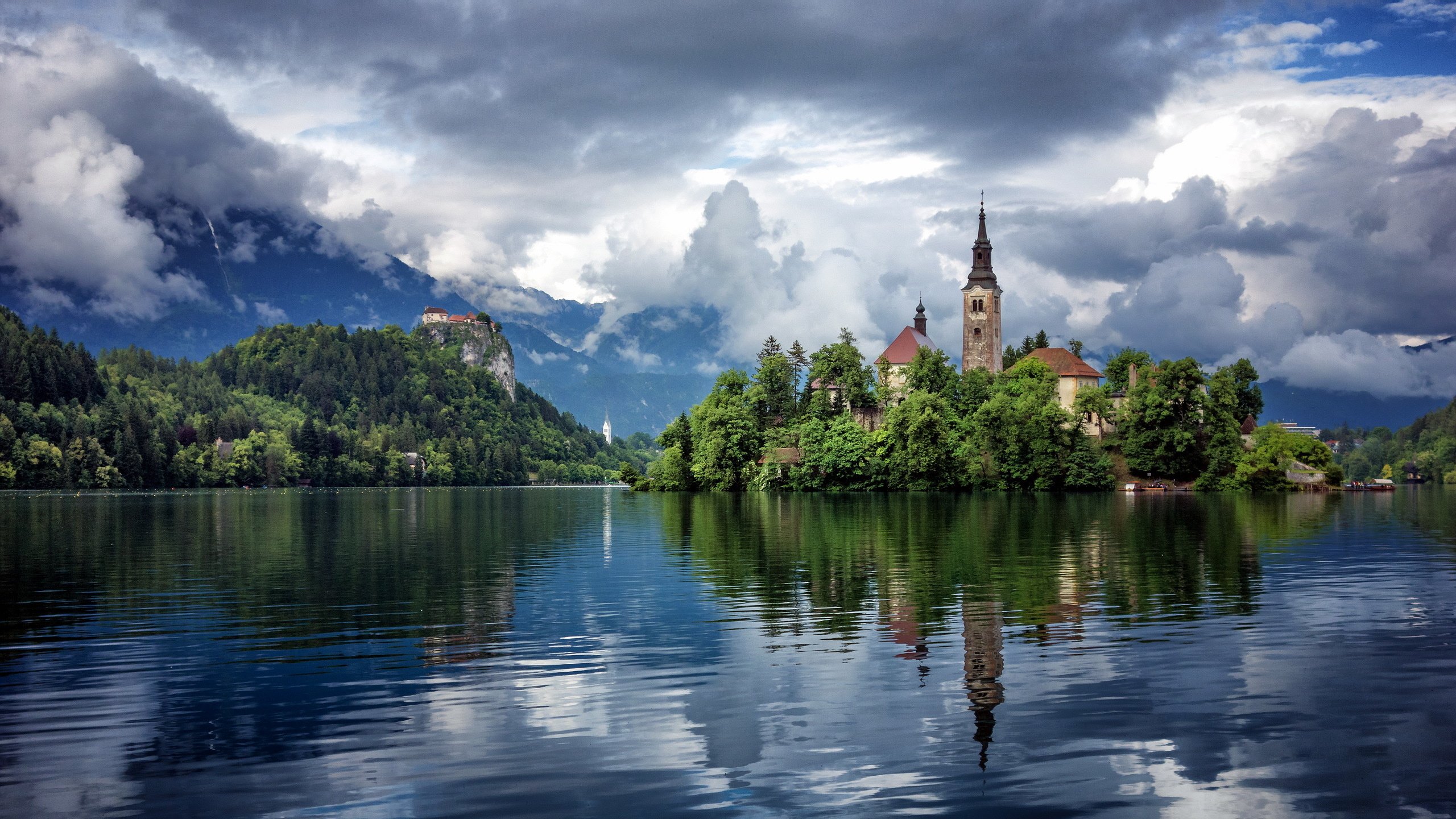 slovenia, Nature, Lake, Bled, Church, Cathedral Wallpaper