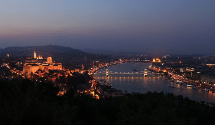 budapest, Night, Sunset, Old, Town, River, Danube HD Wallpaper Desktop Background