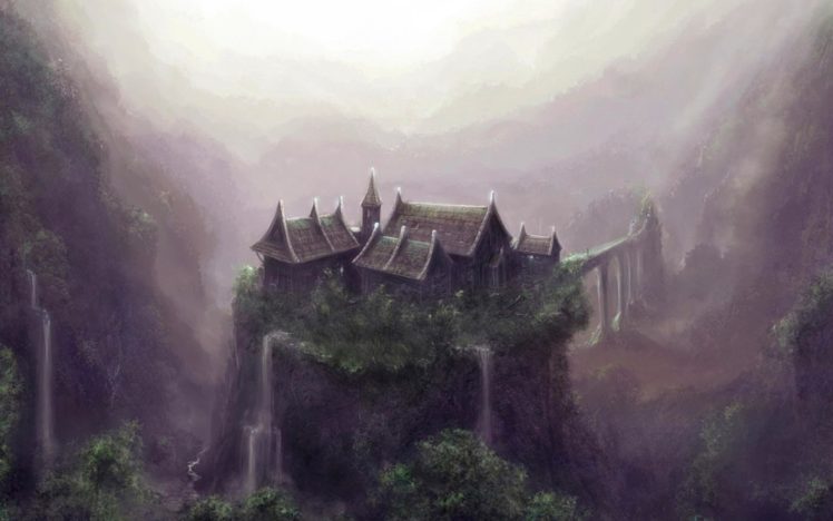 house, Wudang, Mountain, China, Art, Fantasy HD Wallpaper Desktop Background