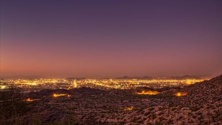 night, Lights, Desert, Mexico, Landscapes, Hdr, Cities, Sky, Sunset HD Wallpaper Desktop Background