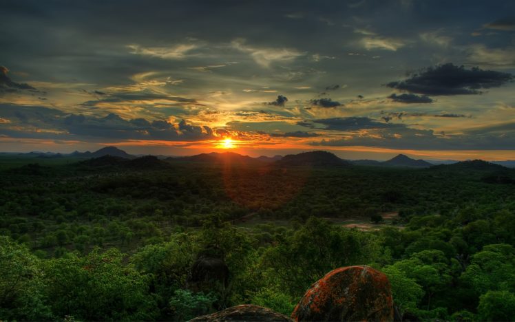 sunset, In, Africa HD Wallpaper Desktop Background
