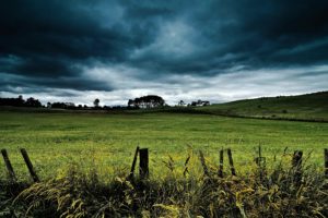 field, Hill, Clouds, Landscape