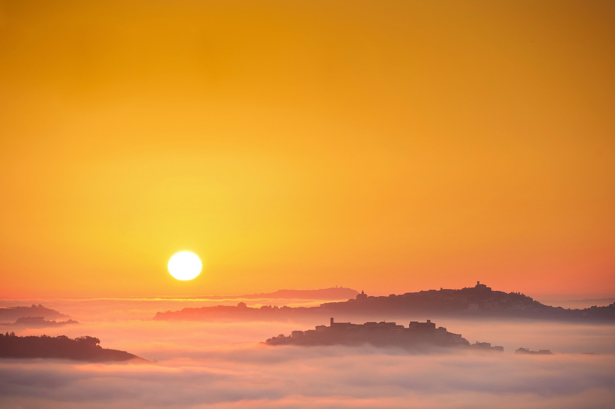 sun, Make, Mist, Morning, Italy, Fog Wallpaper