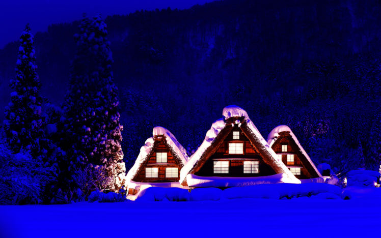 houses, Cabin, Landscapes, Winter, Snow, Christmas HD Wallpaper Desktop Background