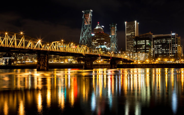 bridges, Cities, Night, Lights, Reflection, Rivers HD Wallpaper Desktop Background