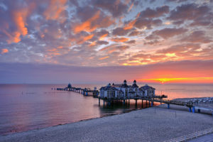 dock, Pier, Buildings, Sunset, Sunrise, Nature, Sky, Clouds, Ocean, Sea
