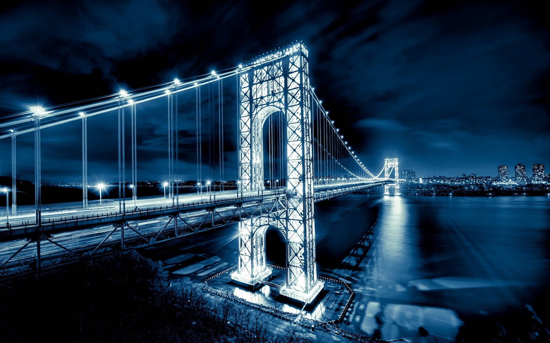 george, Washington, Bridge, New, Jersey, Manhattan, Architecture, Bridges, Rivers, Cities, Night, Lights, Buildings Wallpaper