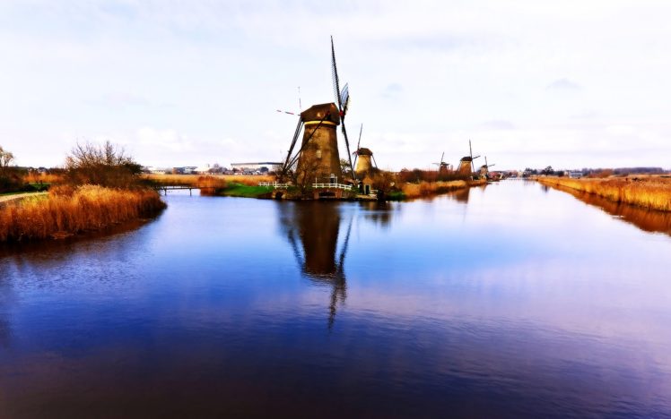 dutch, Windmills HD Wallpaper Desktop Background