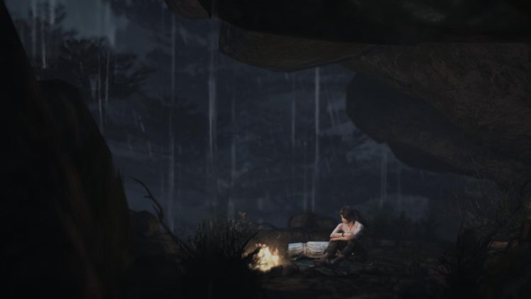 tomb, Raider, Lara, Croft, Fire, Fireplace, Rain HD Wallpaper Desktop Background