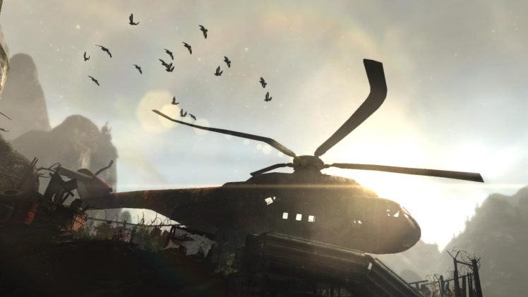 tomb, Raider, Lara, Croft, Helicopter, Crow, Crows HD Wallpaper Desktop Background