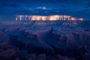 canyon, Nature, View, Lightning, Night, Storm