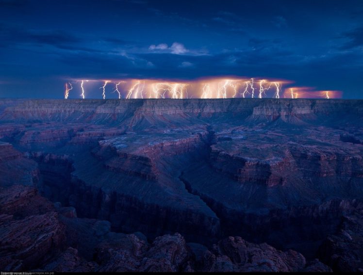 canyon, Nature, View, Lightning, Night, Storm HD Wallpaper Desktop Background
