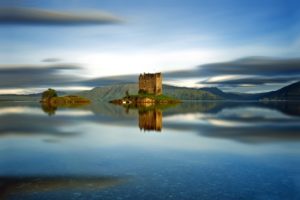 island, Scotland, Castle, Stalker, Lake
