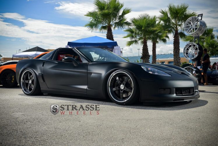 matte, Black, Supercharger, Chevy, Corvette, C6, Strasse, Wheels, Tuning, Cars HD Wallpaper Desktop Background