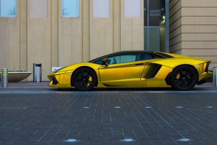 aventador, Lamborghini, Lp700, Supercars, Tuning, Yellow, Chrome, Wrapping HD Wallpaper Desktop Background