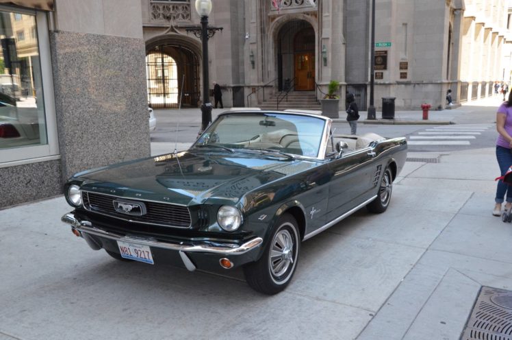 1966, Ford, Mustang, Convertible, Green, Vintage HD Wallpaper Desktop Background
