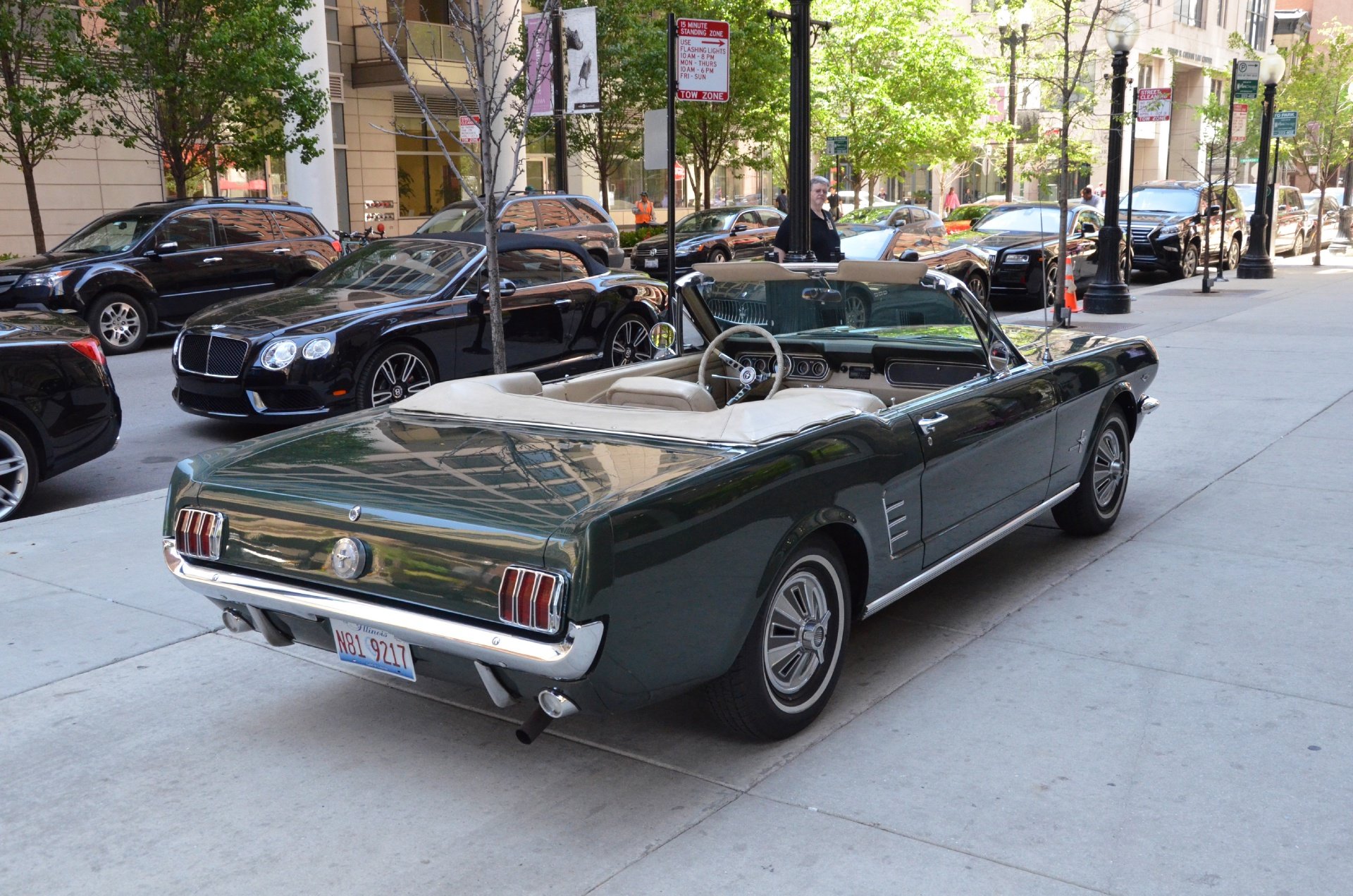 1966, Ford, Mustang, Convertible, Green, Vintage Wallpaper