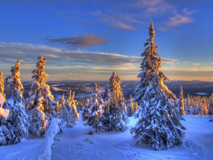nature, Landscapes, Winter, Snow, Mountains, Sunset, Sunrise, Sky, Hdr HD Wallpaper Desktop Background