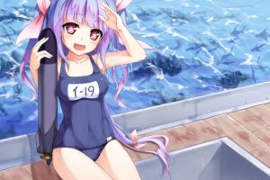 blush, I 19,  kancolle , Kantai, Collection, Purple, Hair, Red, Eyes, School, Swimsuit, Swimsuit, Yuri, Shoutu