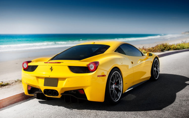 458, Italia, Sea, Ferrari, Tuning, Yellow HD Wallpaper Desktop Background