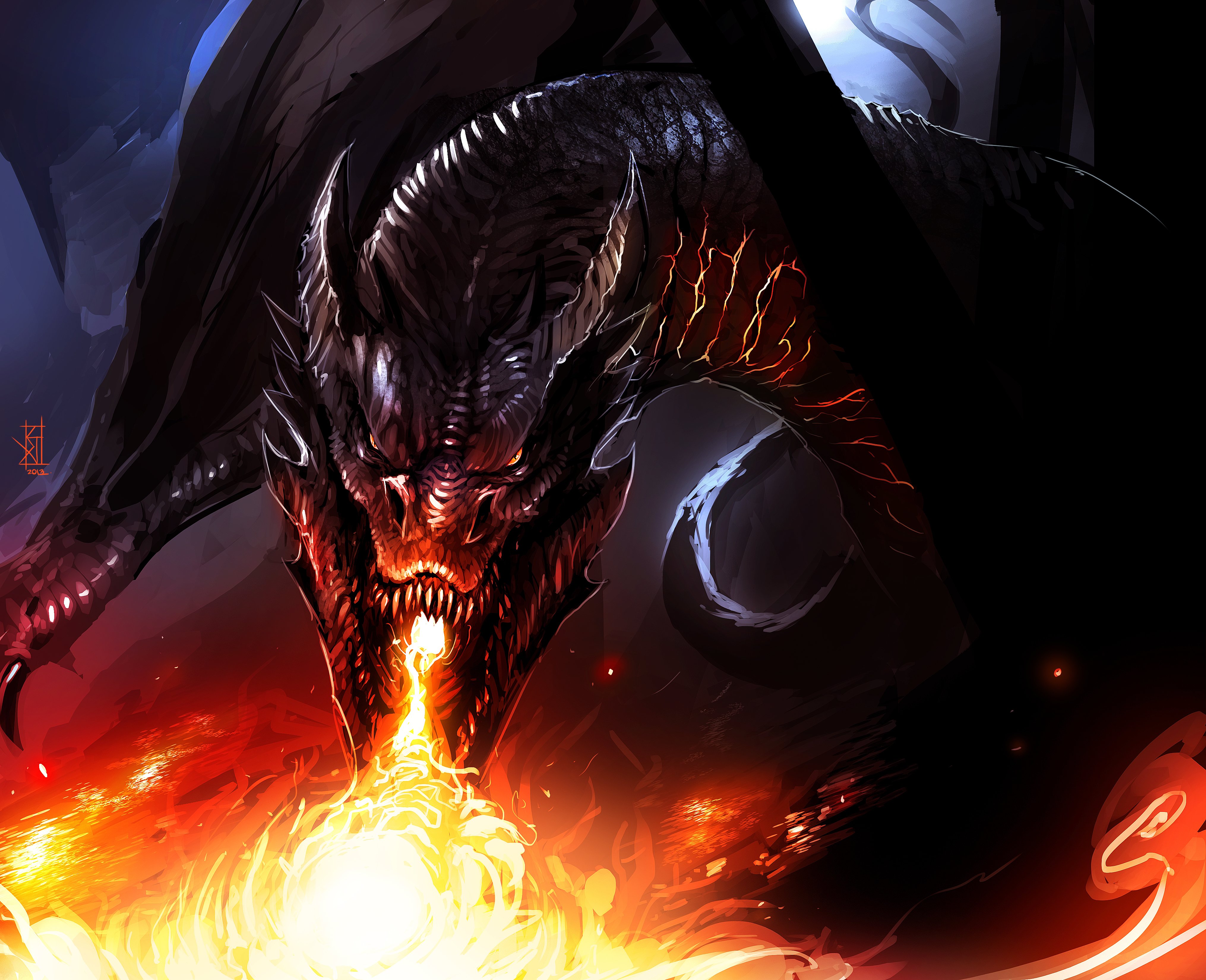 dragon, Fire, Smaug, The, Hobbit, Fantasy, Lotr, Lord, Rings Wallpaper