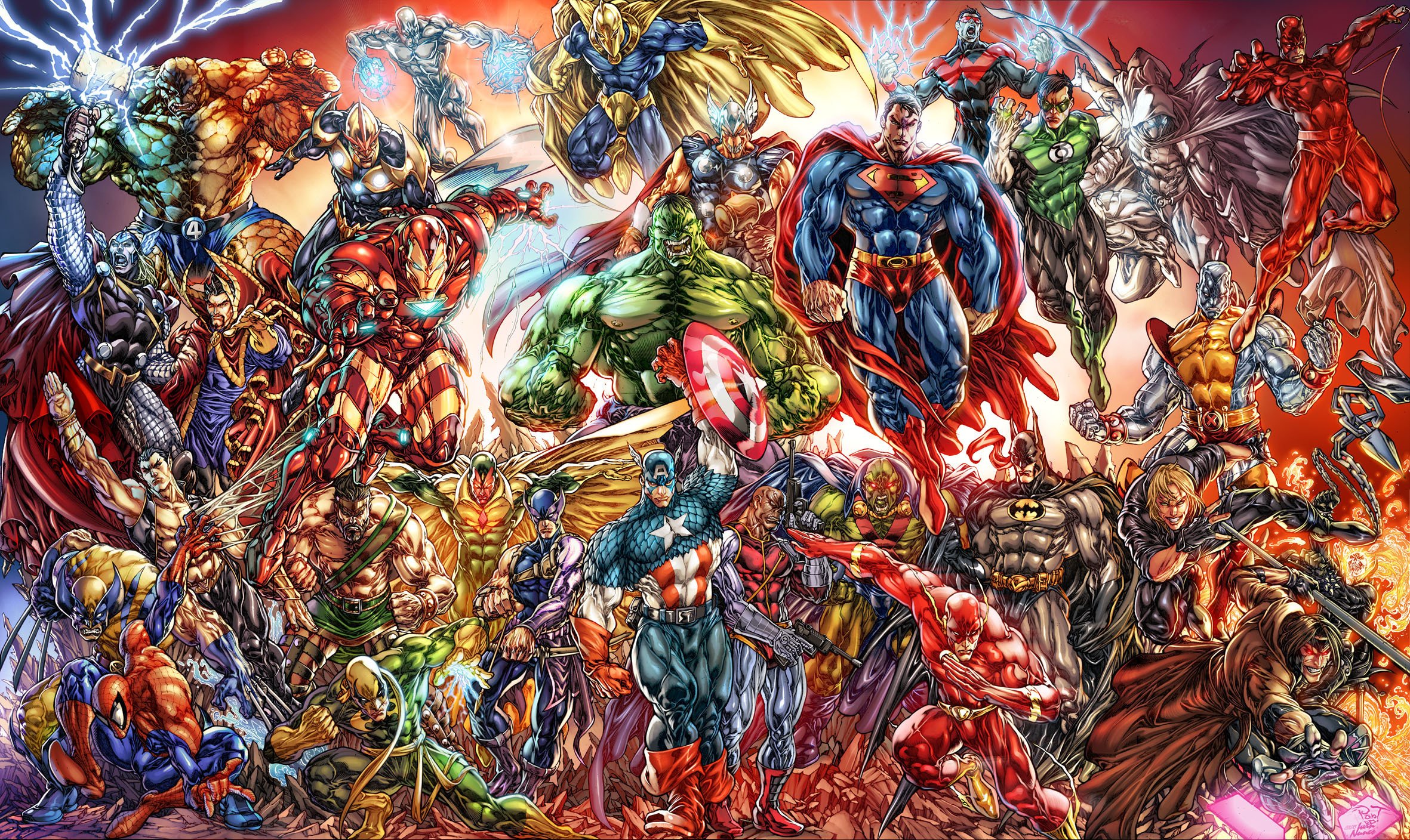 heroes, Comics, Hulk, Hero, Thor, Hero, Superman, Hero, Supergirl, Hero, Fantasy Wallpaper
