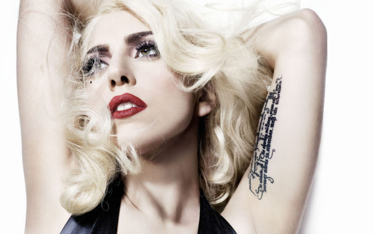 lady, Gaga, Singer, Musician, Celebrity, Women, Blondes, Sexy, Babes, Tattoo, Face, Females HD Wallpaper Desktop Background