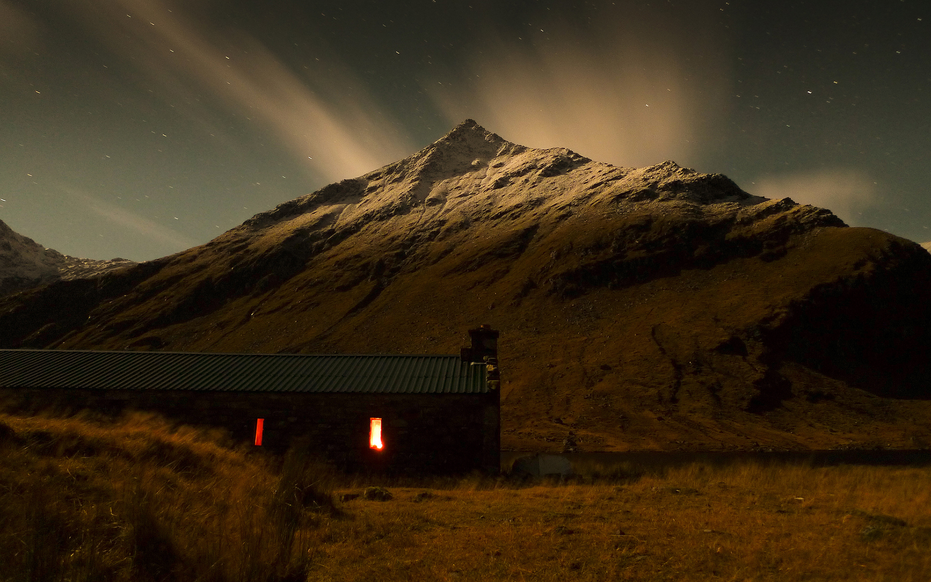 world, Architecture, Buildings, House, Nature, Mountains, Night, Sky, Stars Wallpaper