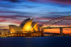 australia, Sydney, Opera, House, Architecture, Buildings, Bridges, Night, Lights, Sunset, Sunrise, Cities, Sky, Clouds, Roads