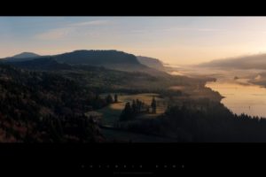 dawn, Nature, Landscapes, Rivers, Gorge, Mountains, Trees, Woods, Forest, Fog, Sky, Sunset, Sunrise