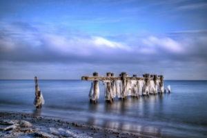dock, Pier, Decay, Ruins, Nature, Ocean, Sea, Beaches, Winter, Ice, Hdr, Sky, Clouds