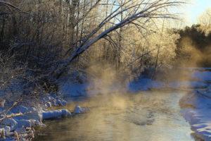 mist, Fog, Nature, Landscapes, Rivers, Stream, Sunrise, Dawn, Morning, Winter, Snow, Sunlight