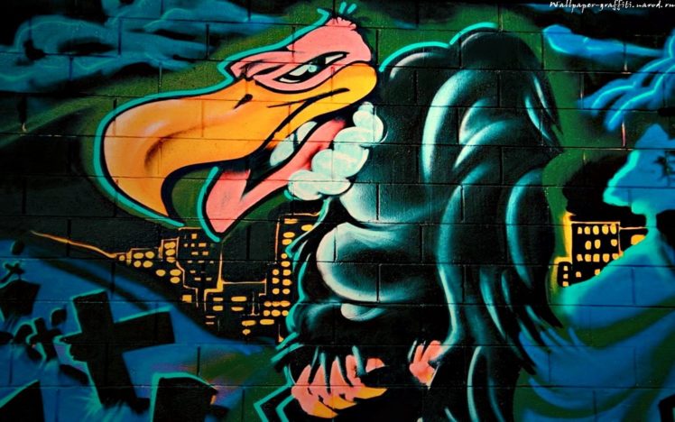 graffiti, Vulture HD Wallpaper Desktop Background