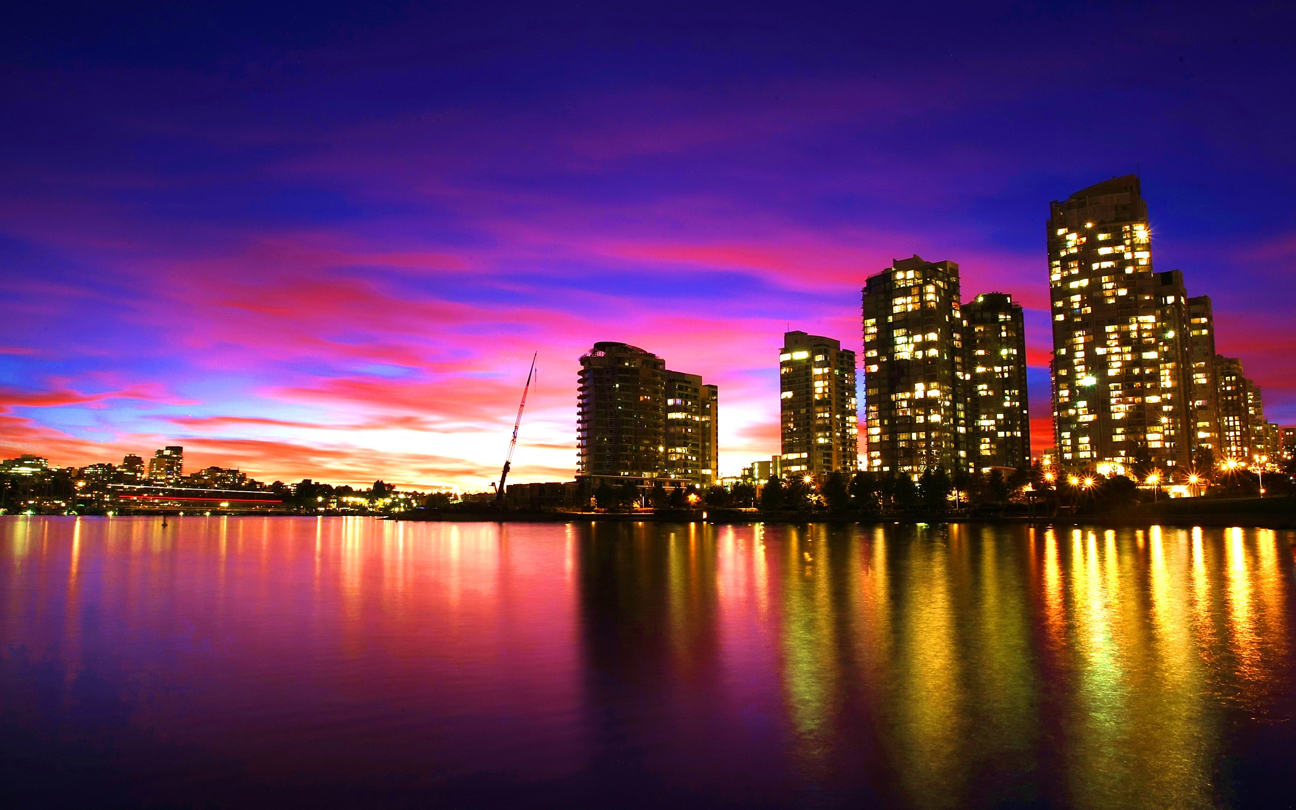 vancouver, Sunset,  , Canada Wallpaper