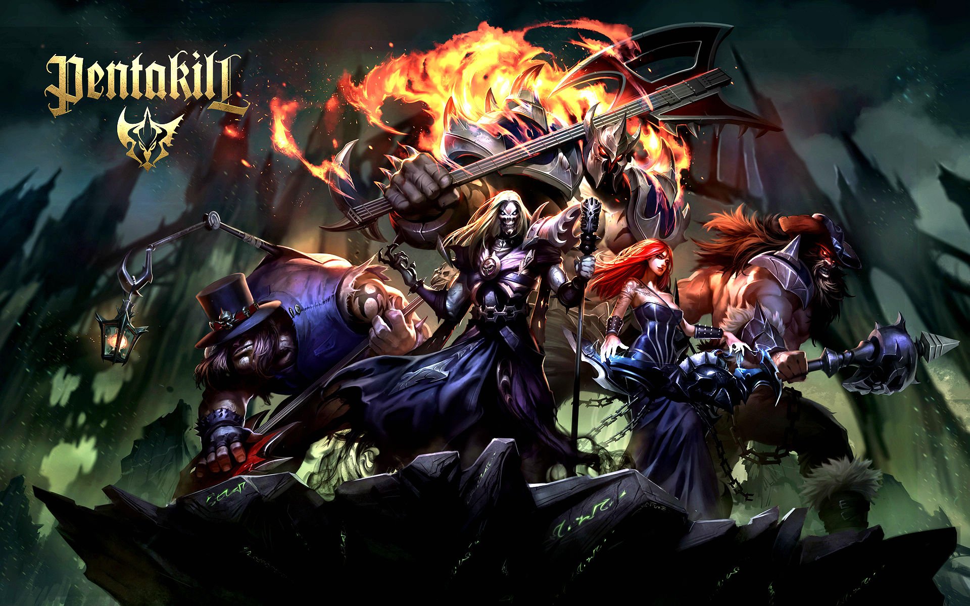 pentakill, League, Legends, Fantasy, Heavy, Metal, Mmo, Online, Fighting Wallpaper