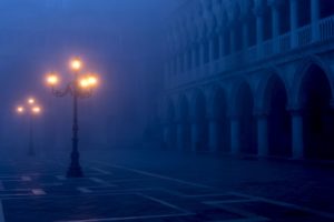 venice, Italy, Piazza, San, Marco, Night, Fog, Lamp, Post, Lights, Bulbs, Architecture, Buildings, Evening
