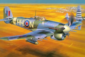 hawker, Typhoon, Fighters, Airplane, Corps, Military, Flight, Art, Paintings, Landscapes, Weapons, Guns, Cannon