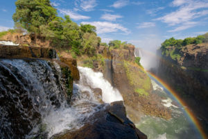waterfalls, Nature, Landscapes, Rivers, Drops, Spray, Splash, Mountains, Cliff, Gorge, Stone, Rocks, Rapids, Fog, Mist, Rainbow, Jungle, Trees