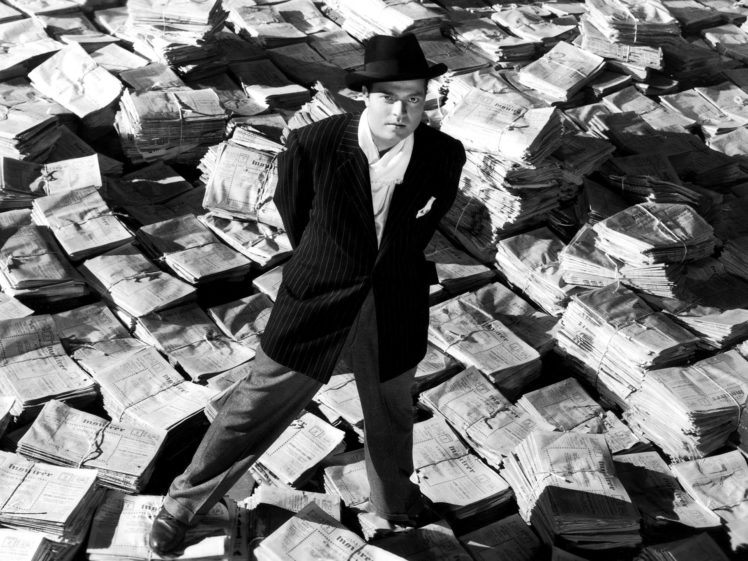 citizen, Kane, Bw, Newspaper, Suit, Hat, Movies, Actors, Men, Males, Black, White, Retro, Classic, Face, Eyes, Pov HD Wallpaper Desktop Background