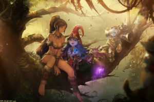 league, Of, Legends, Fantasy, Girl, Sexy, Babes, Forest, Trees, Creatures