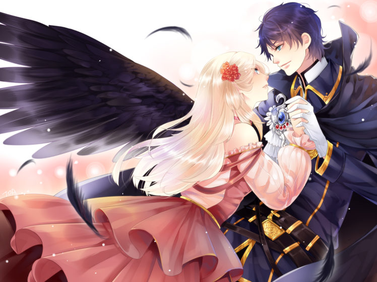 original, Anime, Love, Romance, Mood, Emotion, Angel, Boy, Girl, Wings HD Wallpaper Desktop Background
