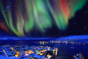 aurora, Borealis, Hammerfest, Norway, Cities, Sky, Northern, Lights, Nights, Stars