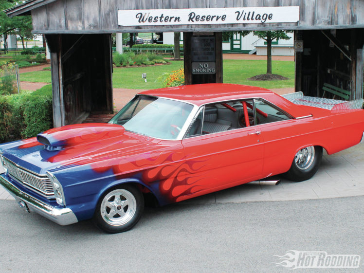 1965, Ford, Galaxie, 500, Drag, Racing, Hot, Rods, Muscle, Car, Race, Red, Fire, Flames HD Wallpaper Desktop Background