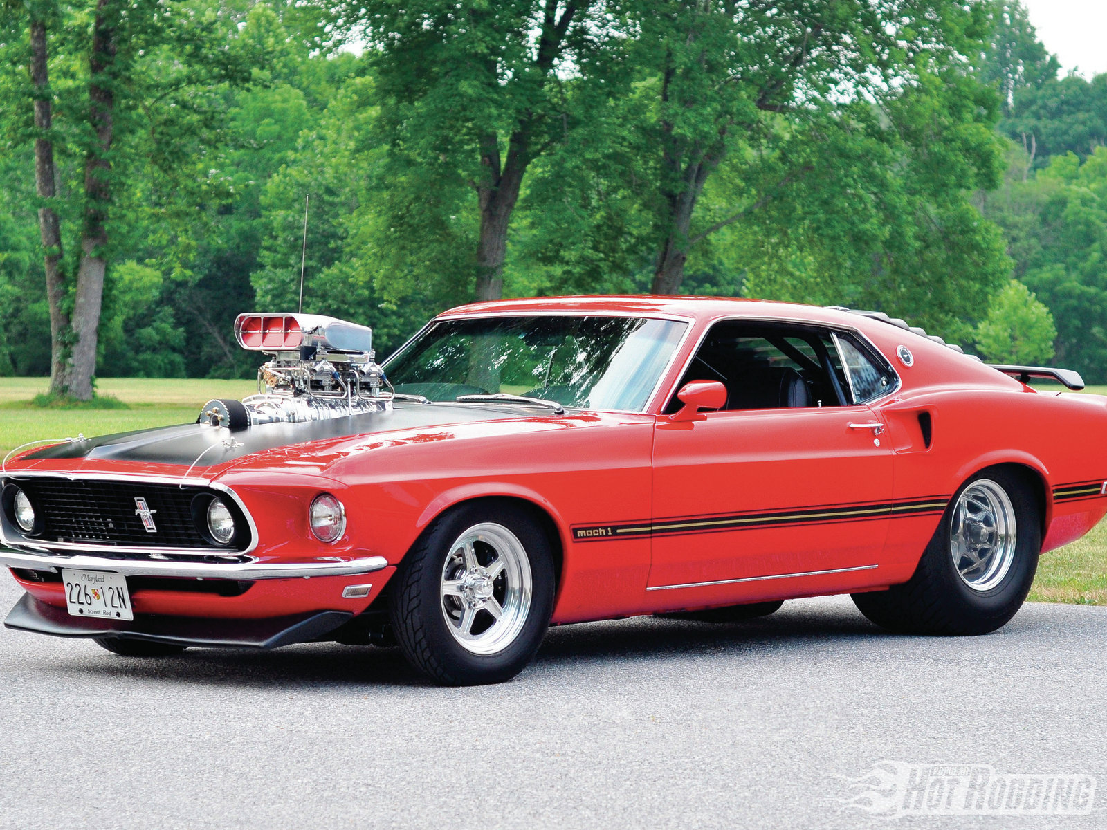 1969, Ford, Mach i, Mustang, Muscle, Cars, Hot, Rods, Drag, Racing, Red, Orange, Engine, Blower, Blown Wallpaper